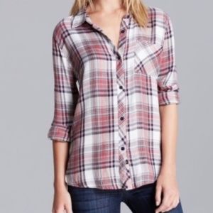 Rails Salmon Britt Plaid Rayon Button Down Shirt M